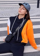 Fashion women clothing patchwork hoodies and leggings 2 piece set women streetwear