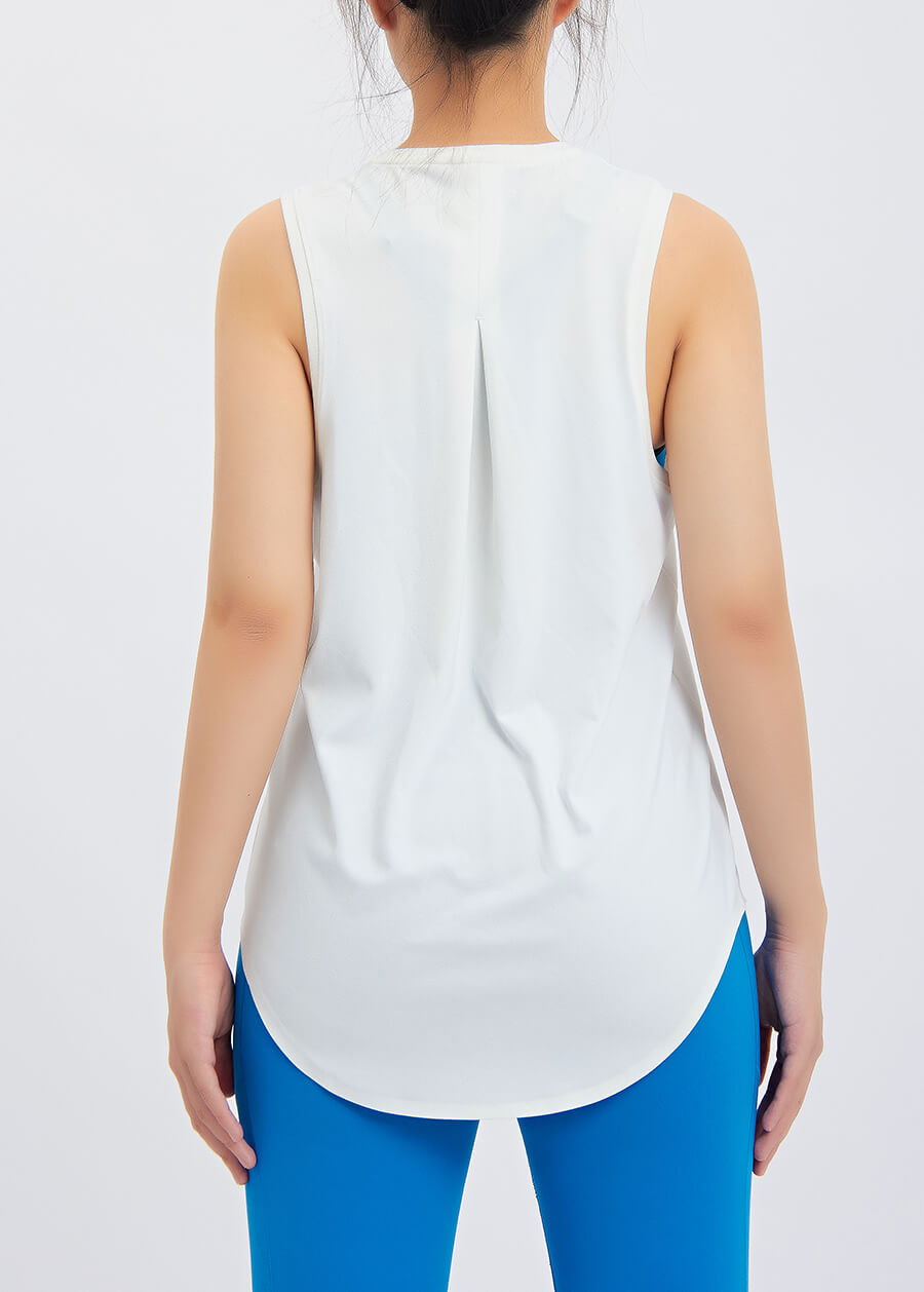 White Elastic Quick Drying Yoga Top Sleeveless Sports Vest Custom