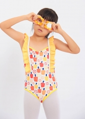 Ruffle Shoulder Strap Quick Drying Cute Fashion Girl Beachwear One-piece Swimsuit