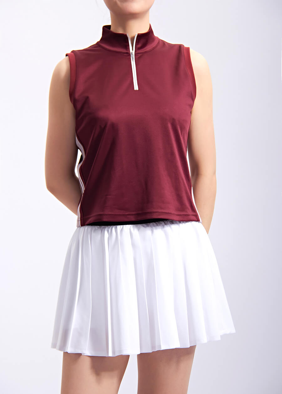 Women Sports Golf Tennis Stand-up Collar Casual Zip Sleeveless T-shirt