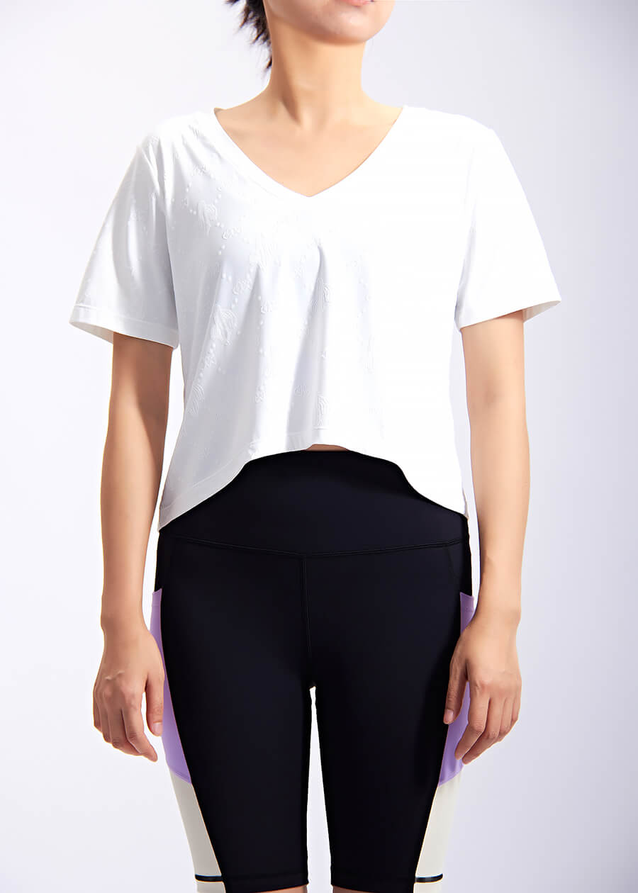 V-Neck Blank Women Crop Tees Customizable Street Wear Crop Top Tshirts