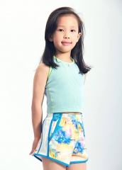 Customized Contrast Edging Printing Girls Woven Shorts Kids Clothing Manufacturer