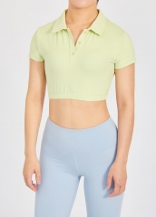 Wholesale Womens Jersey Short Sleeve Golf Polo Shirt Crop Top Ladies Tennis Top
