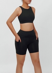 Wholesale Fitness Yoga Apparel Eco Biker Shorts And Bra Sets For Women