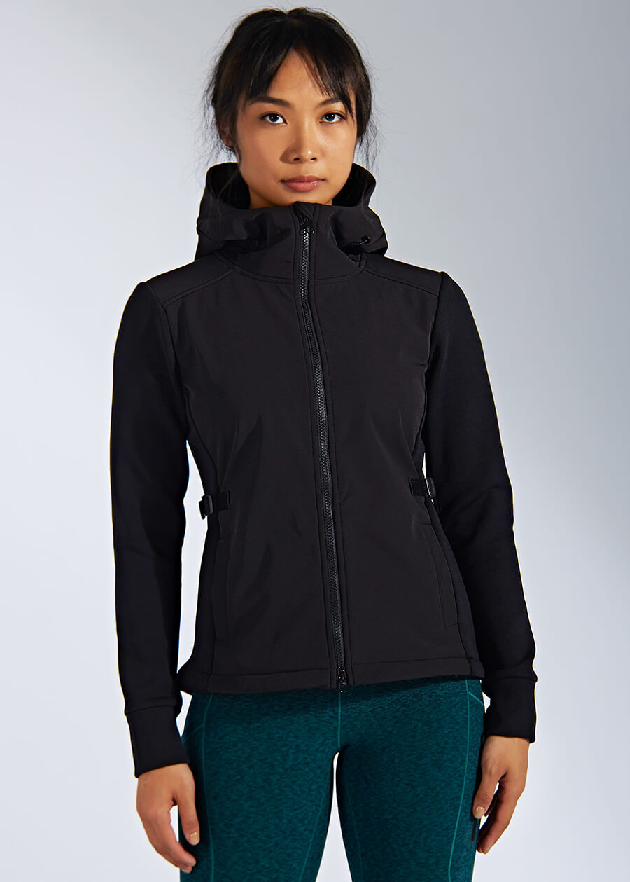 Outdoor sports hooded padded warm windproof rushing jacket fall and winter lightweight zipper splicing jacket female