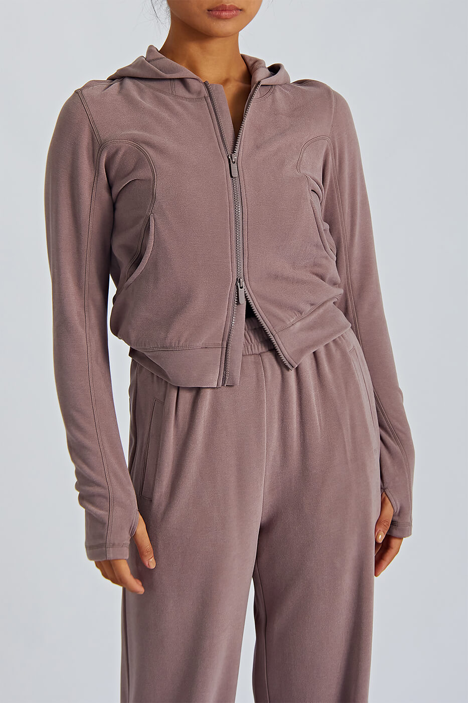 Casual Cardigan Soft Hooded Zipper Sport Top Autumn Skin-friendly Slim Short Pants Jacket Set Women